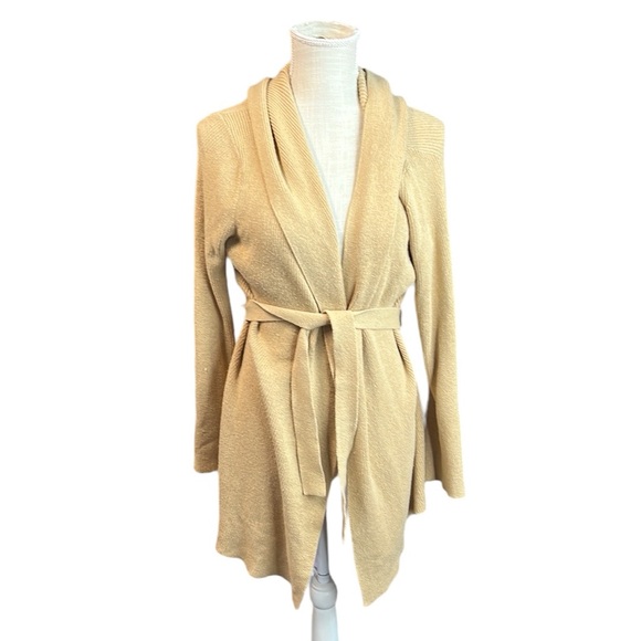 Bcbgmaxazaria Long Sleeve Hooded Cardigan Sweater Tan Womens Size L - Picture 1 of 10